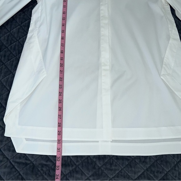 Lafayette 148 Top Women’s Large White Button Up Tunic Shirt Minimalist B2 - Picture 3 of 7